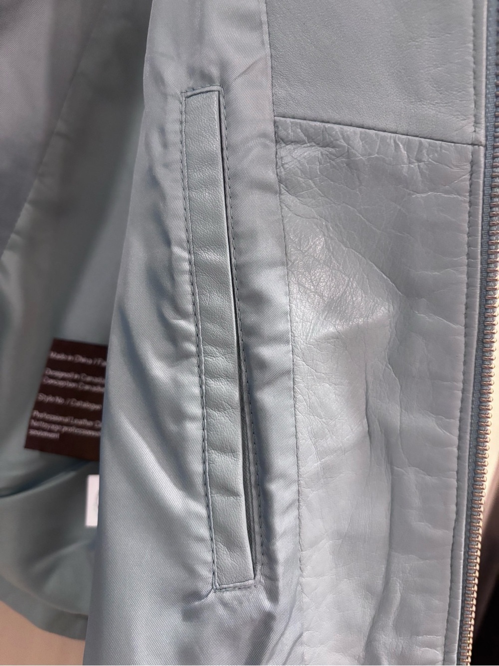 Vintage DANIER Pale Blue Genuine Leather Moto Racer Jacket Women's Lrg 3961 NEW - Picture 10 of 14